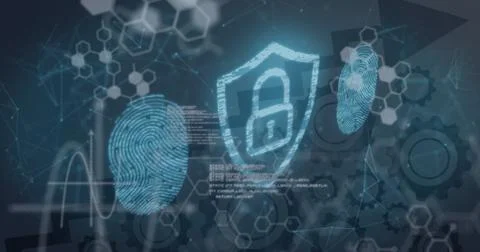 Image of data processing over padlock 스톡 사진