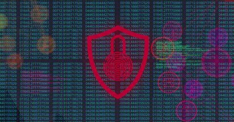 Image of data processing over padlock 写真素材