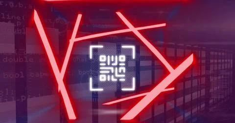 Image of data processing over qr code Stock Illustration