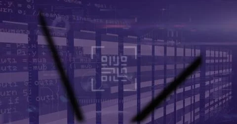 Image of data processing over qr code イラスト素材