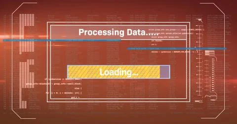 Image of data processing over red background Stock Photos