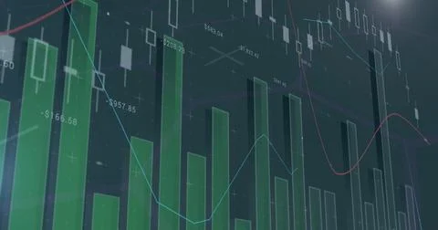 Image of data processing over retro text 스톡 일러스트