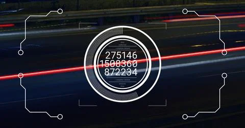 Image of data processing over road Ilustração Stock