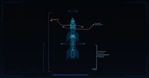 Image of data processing over rocket blueprint Stock Photos