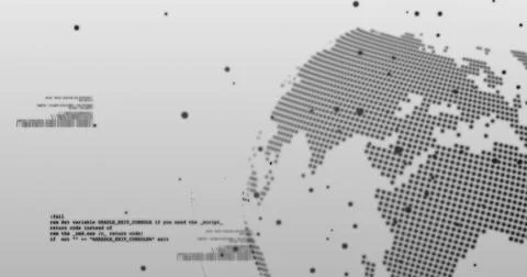 Image of data processing over rotating globe on grey background Illustrazione stock
