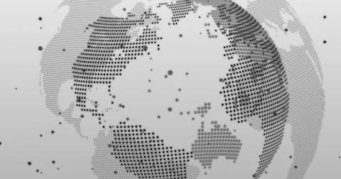 Image of data processing over rotating globe on grey background 스톡 일러스트