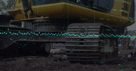 Image of data processing over rubbish dump Stockillustratie