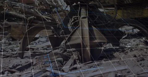 Image of data processing over rubbish dump Stock Photos