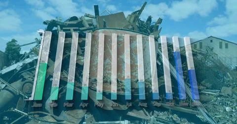 Image of data processing over rubbish dump 写真素材