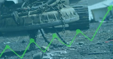 Image of data processing over rubbish dump Stock Photos