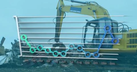 Image of data processing over rubbish dump 스톡 사진