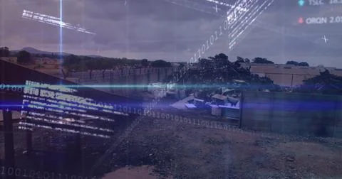 Image of data processing over rubbish dump 스톡 사진