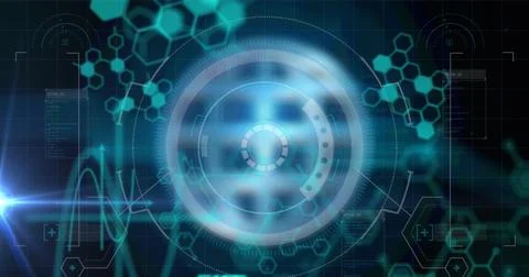 Image of data processing over scope scanning Illustrazione stock