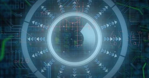 Image of data processing over scope scanning Illustrazione stock