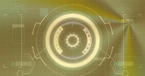 Image of data processing over scope scanning on colourful background Stock Illustration