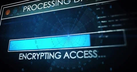 Image of data processing over scope scanning on black background Stockillustratie