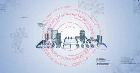 Image of data processing over scope scanning and processor Foto stock