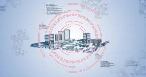 Image of data processing over scope scanning and processor Stock Photos
