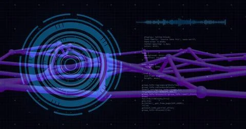 Image of data processing over scope scanning and connections 库存照片