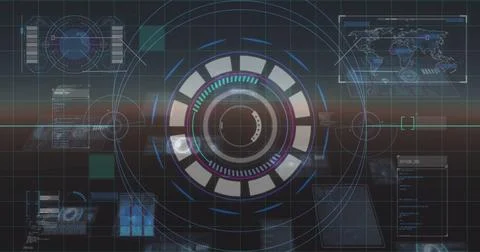 Image of data processing over scope scanning Stock Photos