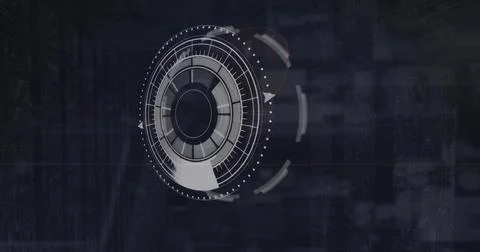 Image of data processing over scopes scanning and diagrams Illustrazione stock