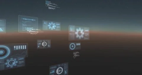 Image of data processing over scopes scanning Illustrazione stock