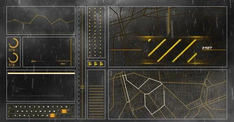 Image of data processing over screens Foto stock