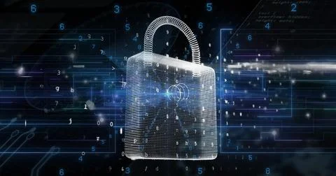 Image of data processing over security padlock Foto stock