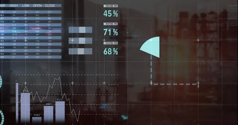 Image of data processing over server walking Stockillustratie