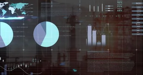 Image of data processing over server walking Stockillustratie