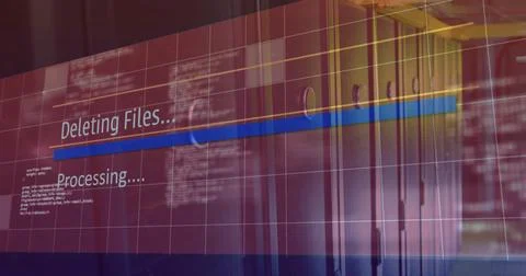 Image of data processing over server room Stock Illustration