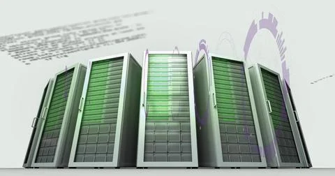 Image of data processing over server room イラスト素材