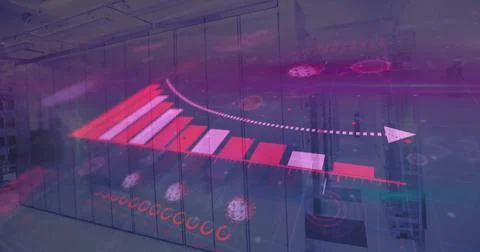 Image of data processing over server room 스톡 일러스트