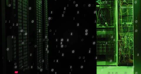 Image of data processing over server room イラスト素材