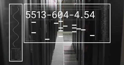 Image of data processing over server room Stock Illustration