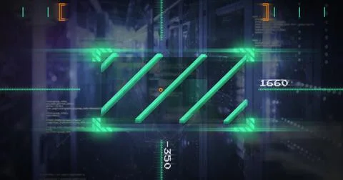 Image of data processing over server room イラスト素材