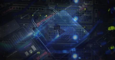 Image of data processing over server room Stock Illustration