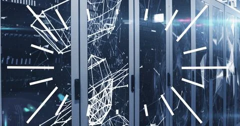 Image of data processing over server room Stockillustratie