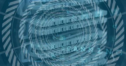 Image of data processing over server Illustrazione stock