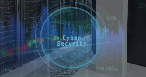 Image of data processing over server room Foto stock