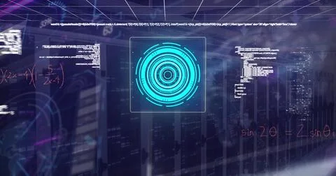 Image of data processing over server room Foto stock
