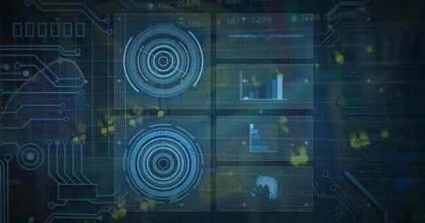 Image of data processing over server room Foto stock