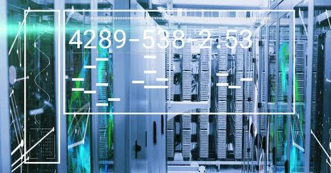 Image of data processing over server room Stock Photos