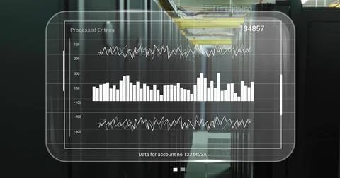 Image of data processing over server room Foto stock