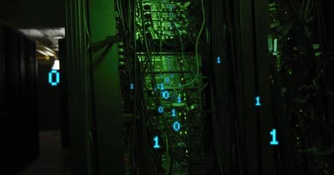 Image of data processing over server room Foto stock