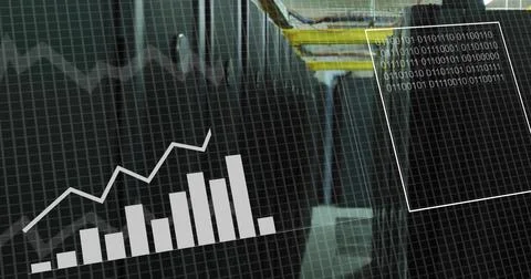 Image of data processing over server room Stock Photos