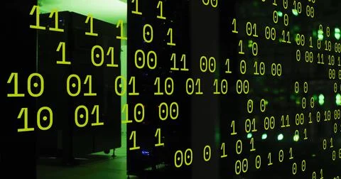 Image of data processing over server room Foto stock