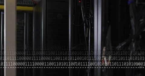 Image of data processing over server room Foto stock