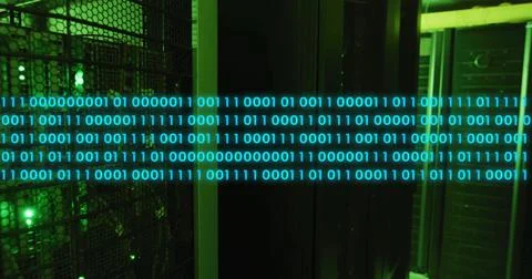 Image of data processing over server room Foto stock