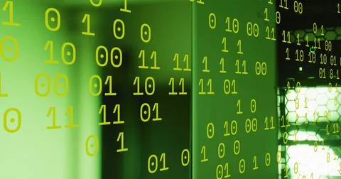 Image of data processing over server room Stock Photos